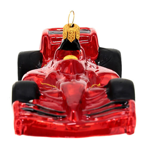 Coche rojo Gran Premio decoración árbol Navidad vidrio soplado 4