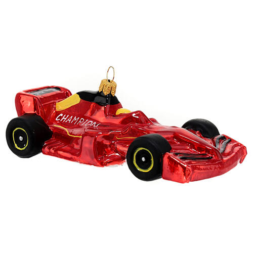 Coche rojo Gran Premio decoración árbol Navidad vidrio soplado 5