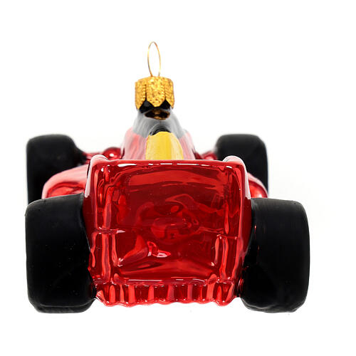 Coche rojo Gran Premio decoración árbol Navidad vidrio soplado 7