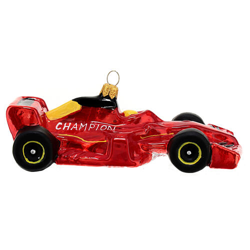 Red car Grand Prix blown glass Christmas tree decoration 6