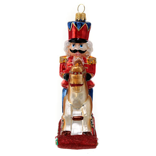 Nutcracker on rocking horse Christmas tree decoration blown glass 4