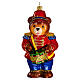Teddy bear nutcracker with tambourine, original Christmas tree decoration, blown glass s1