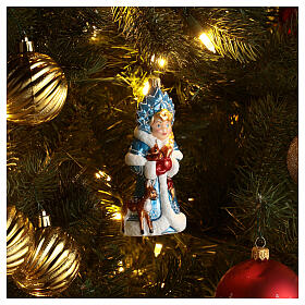 Fille de la neige décoration pour sapin Noël en verre soufflé