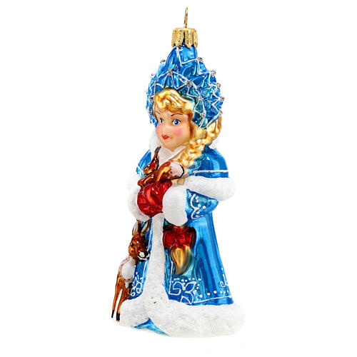 Snow Maiden Christmas tree decoration in blown glass 3