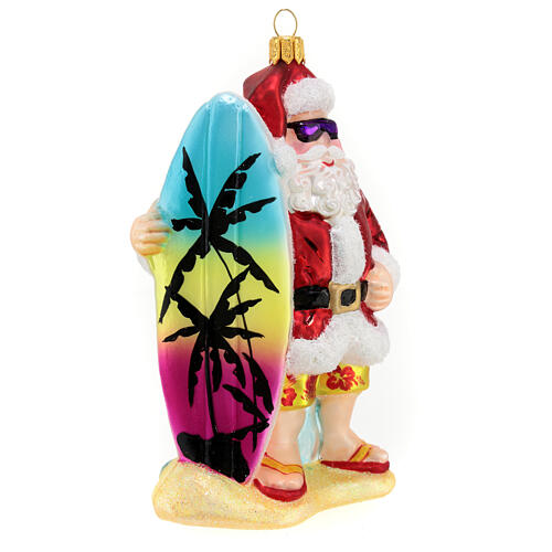 surfing santa ornament