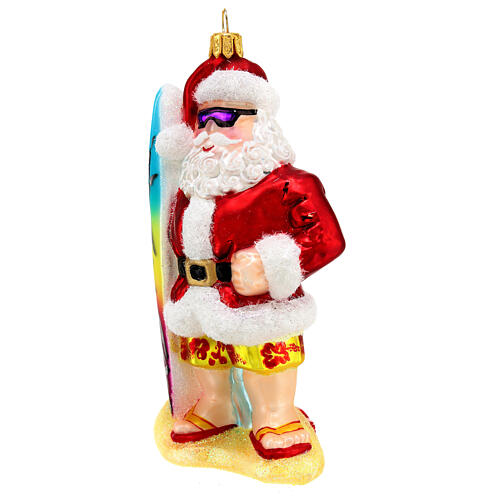 Papá Noel surfero decoraciones árbol Navidad vidrio soplado 3