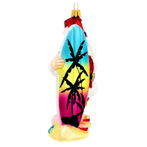 Babbo Natale surfista decorazioni albero Natale vetro soffiato 5