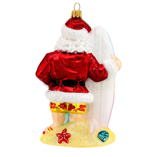 Święty Mikołaj surfujący dekoracja na choinkę szkło dmuchane 7