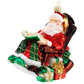 Père Noël sur chaise à bascule décoration pour sapin Noël en verre soufflé