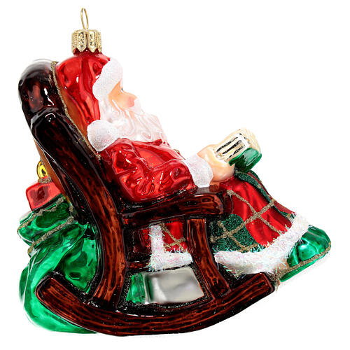 Święty Mikołaj bujany fotel dekoracja na choinkę szkło dmuchane 5