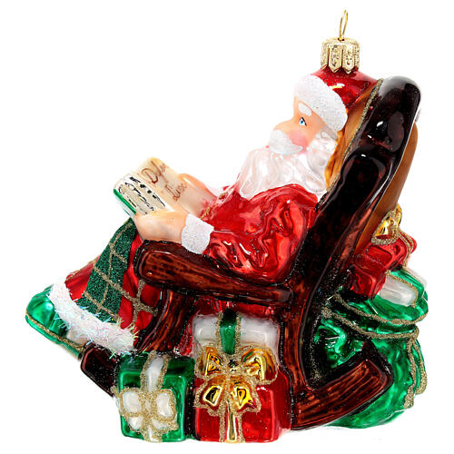 Święty Mikołaj bujany fotel dekoracja na choinkę szkło dmuchane 6