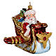 Santa on a sleigh-plane, original Christmas tree decoration, blown glass s3