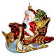 Santa on a sleigh-plane, original Christmas tree decoration, blown glass s4