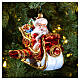 Santa Claus plane sleigh Christmas tree decoration blown glass s2