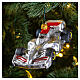 Grand Prix silver car, blown glass Christmas ornaments s2