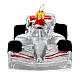 Grand Prix silver car, blown glass Christmas ornaments s4