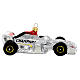 Grand Prix silver car, blown glass Christmas ornaments s6