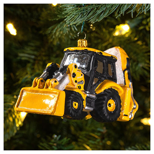 Escavatore decorazioni albero Natale vetro soffiato 2