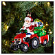 Santa on a tractor, original Christmas tree decoration, blown glass s2