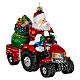 Santa on a tractor, original Christmas tree decoration, blown glass s3