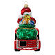 Babbo Natale su trattore regali decorazioni albero Natale vetro soffiato s8