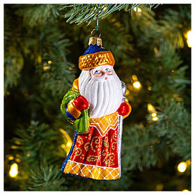 Grandfather Frost with sack blown glass Christmas tree decoration