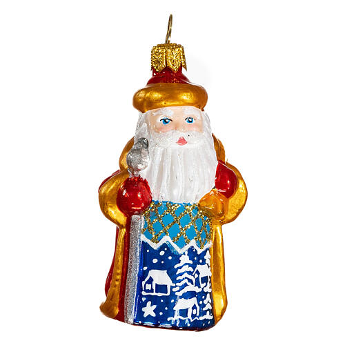 Grandfather Frost with gift sack blown glass Christmas tree decoration 1