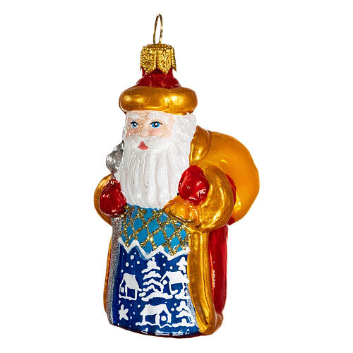 Grandfather Frost with gift sack blown glass Christmas tree decoration 3