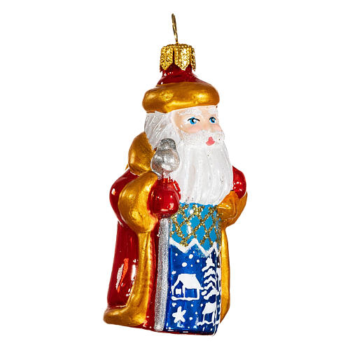 Grandfather Frost with gift sack blown glass Christmas tree decoration 4