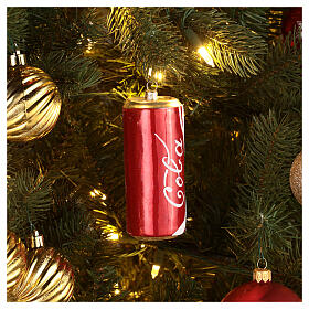 Cannette de Coca décoration pour sapin Noël en verre soufflé