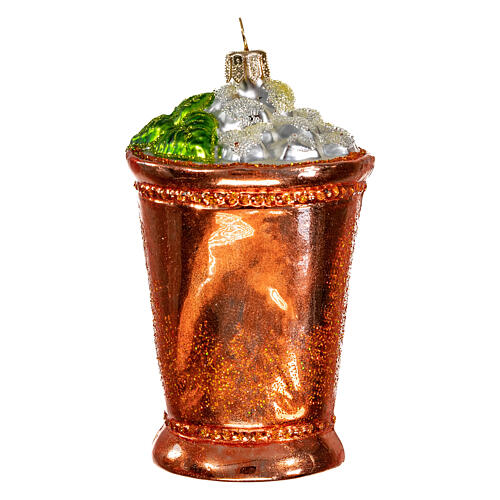 Cocktail Mint Julep enfeite vidro soprado para árvore de Natal 1