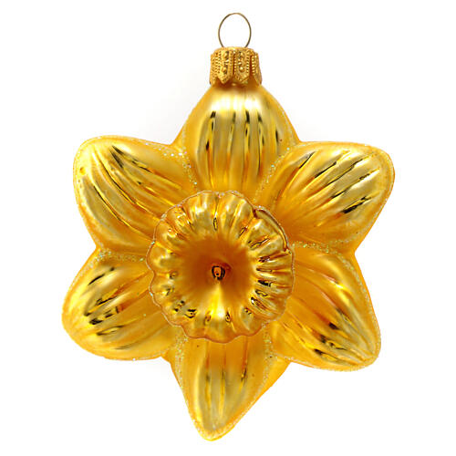 Yellow daffodil, original Christmas tree decoration, blown glass 1