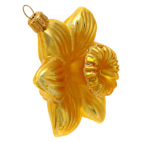 Yellow Daffodil flower blown glass Christmas tree decoration 3