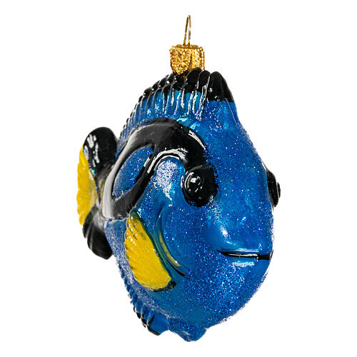 Dory the Blue Tang Christmas ornament in blown glass 4