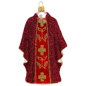 Casula sacerdote rossa decorazioni albero Natale vetro soffiato