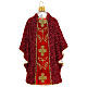 Red priest chasuble with Christmas tree decoration in blown glass s1