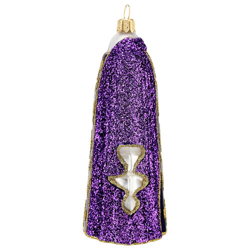 Casulla sacerdote violeta decoraciones árbol Navidad vidrio soplado 4