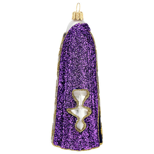 Chasuble prêtre violette décoration pour sapin Noël en verre soufflé 4