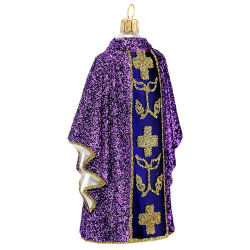 Chasuble prêtre violette décoration pour sapin Noël en verre soufflé 5