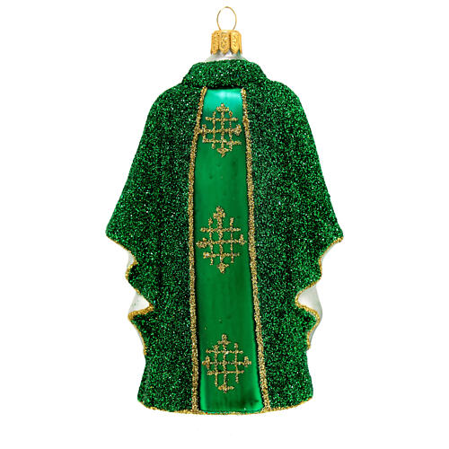 Chasuble prêtre verte décoration pour sapin Noël en verre soufflé 7