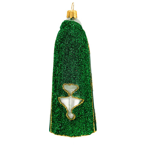 Green priest chasuble with Christmas tree decoration in blown glass 5