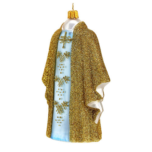 Golden priest chasuble, blown glass Christmas ornaments 3