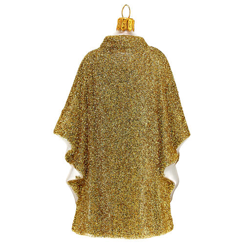 Golden priest chasuble, blown glass Christmas ornaments 6