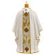 White priest chasuble, blown glass Christmas ornaments s1