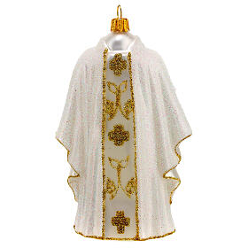 Chasuble prêtre blanche décoration pour sapin Noël en verre soufflé