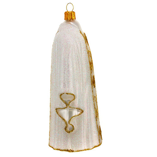 White priest chasuble with Christmas tree decorations in blown glass 5
