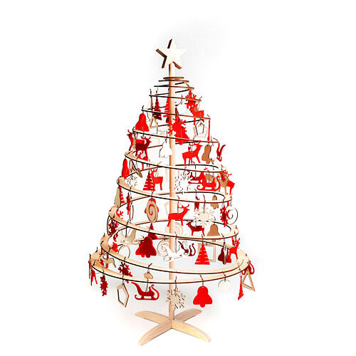 Enfeites surtidos para árvore de Natal feltro e madeira linha SPIRA Small  com ponteira, 98 unidades | venda online na HOLYART