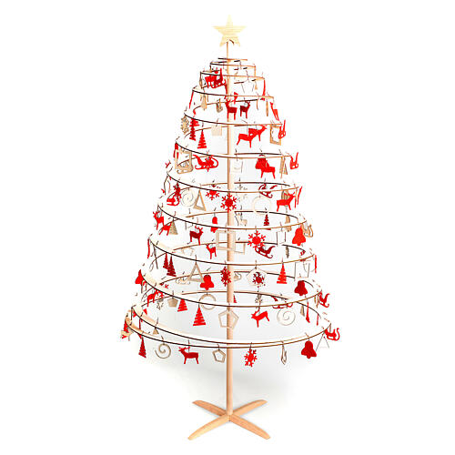 Wood and felt ornaments and topper for Large SPIRA Christmas tree, set of 140 2