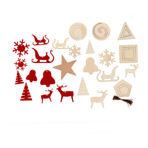 Set décorations bois et feutre et cimier pour sapin de Noël SPIRA Small Ovale 90 pcs 1