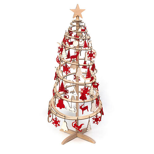 Set décorations bois et feutre et cimier pour sapin de Noël SPIRA Small Ovale 90 pcs 4